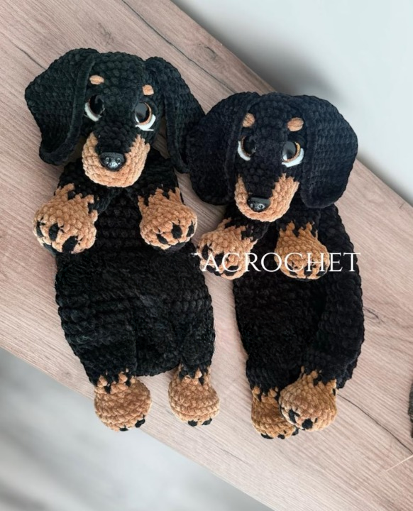 🐶 Puppy Lovey Crochet Pattern – Dachshund Plush Comfort Toy (PDF)
