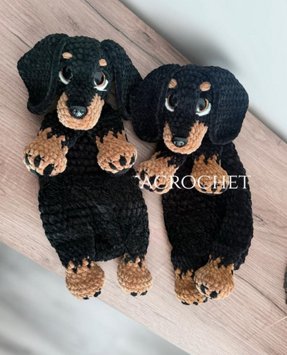 🐶 Puppy Lovey Crochet Pattern – Dachshund Plush Comfort Toy (PDF)