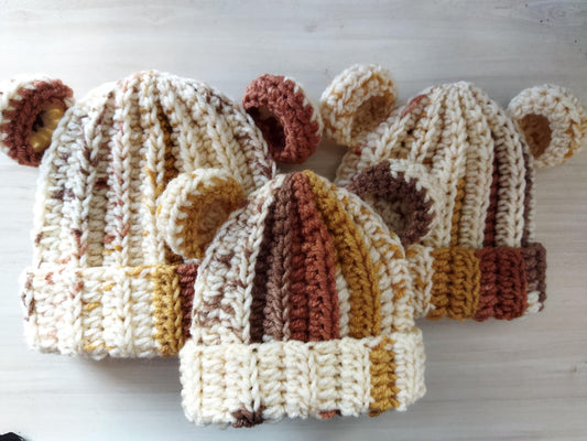 🐻 Crochet Bear Hat Pattern – Newborn to Adult (8 Sizes)