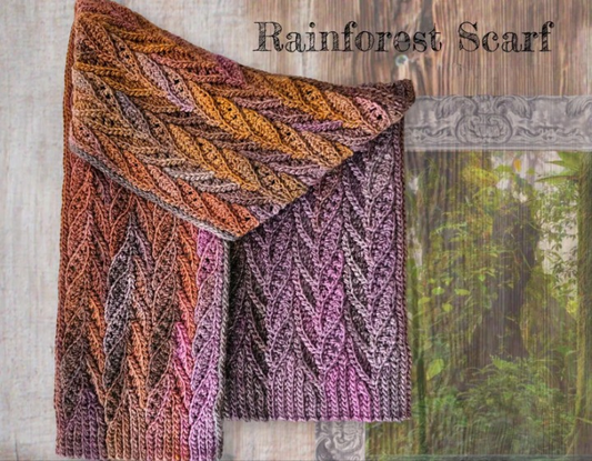 🌿 Rainforest Scarf – Elegant Slip-Stitch Crochet Pattern