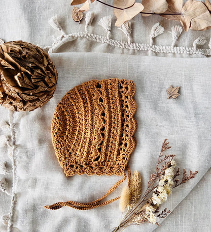 🌸 Lovely Baby Bonnet Crochet Pattern – 3 Sizes (PDF)