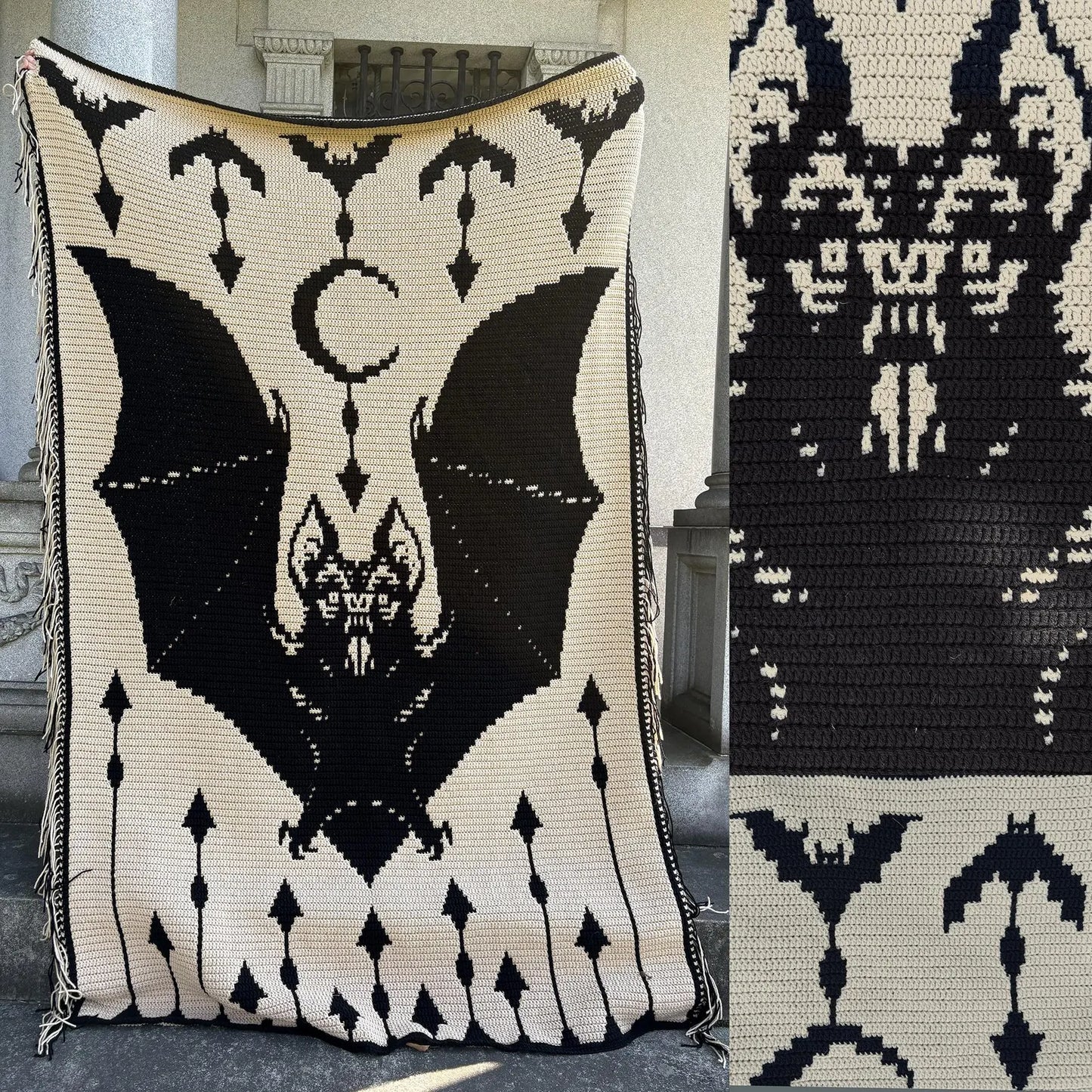 Vampire Bat Mosaic Crochet Blanket Pattern