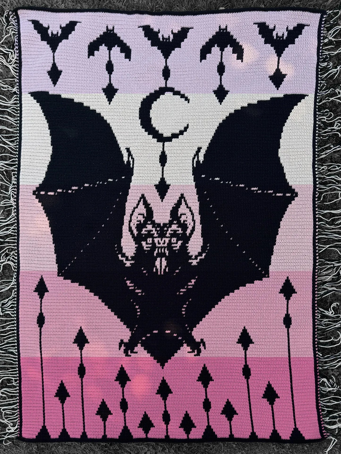 Vampire Bat Mosaic Crochet Blanket Pattern