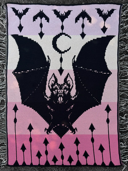 Vampire Bat Mosaic Crochet Blanket Pattern