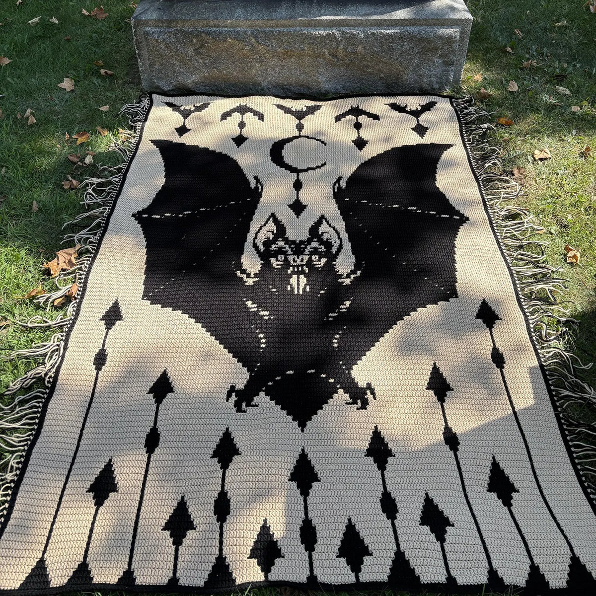 Vampire Bat Mosaic Crochet Blanket Pattern