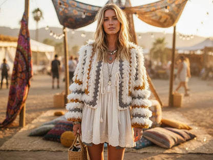🌿 Boho Fringe Cardigan Crochet  Pattern ✨