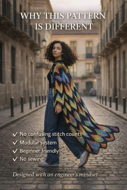 ✨ Diamond Batik Crochet Cardigan Pattern (PDF) 🧶