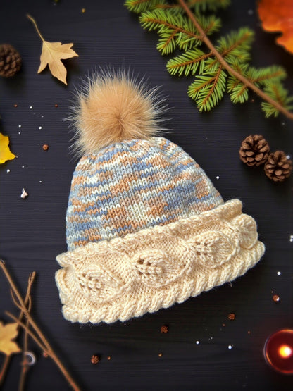 🍂 Autumn Leaf Beanie Knitting Pattern PDF