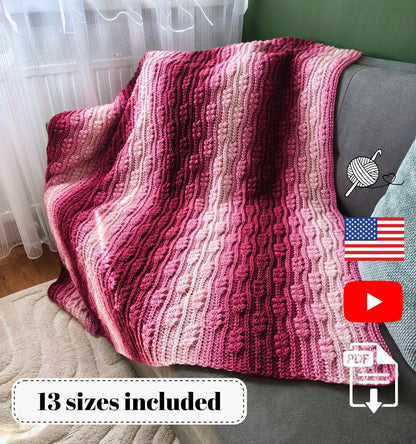 🌾 Wheat Harvest Blanket Crochet Pattern ✨🧶