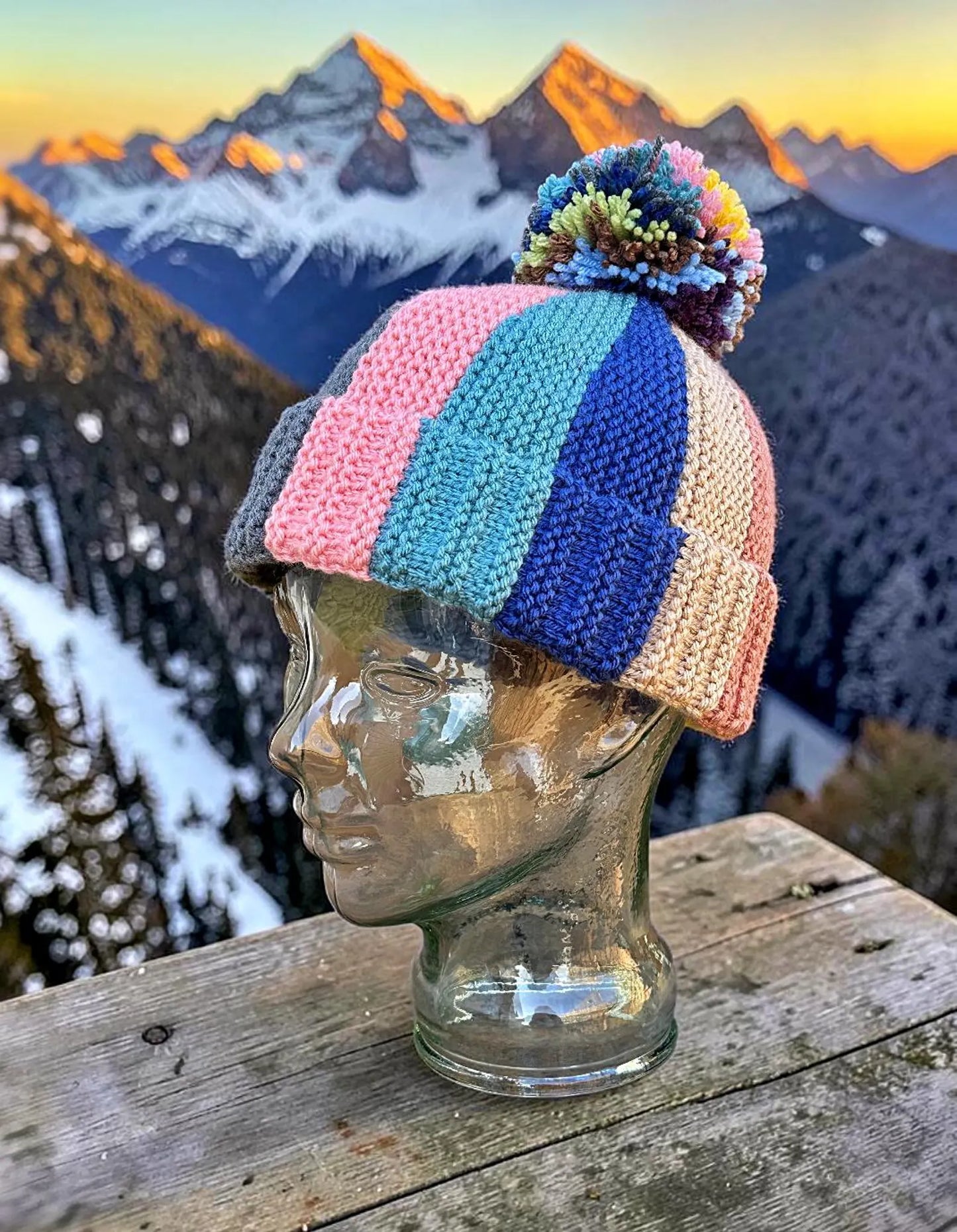 🧶 Scrap Yarn Bobble Beanie Knitting Pattern PDF