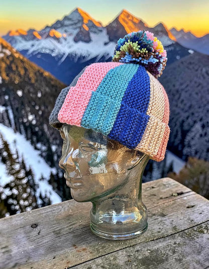 🧶 Scrap Yarn Bobble Beanie Knitting Pattern PDF