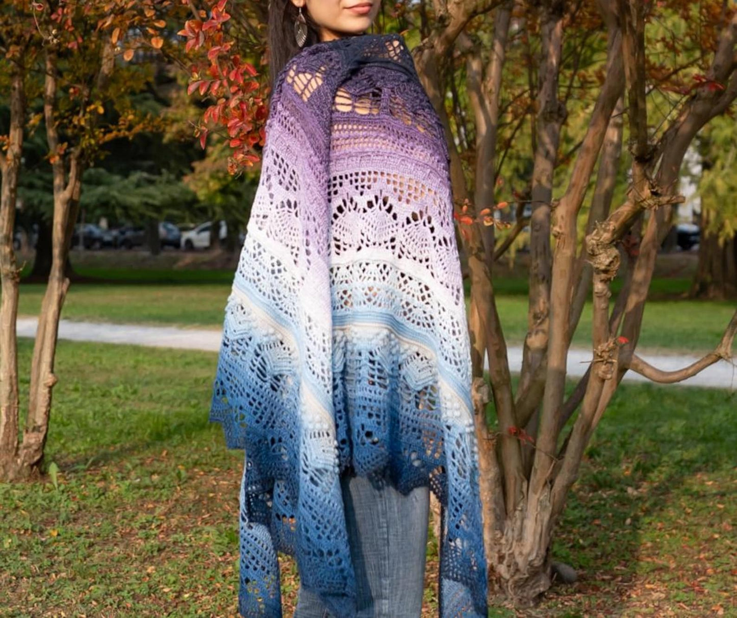 Frozen Iris Lace Shawl Crochet Pattern PDF