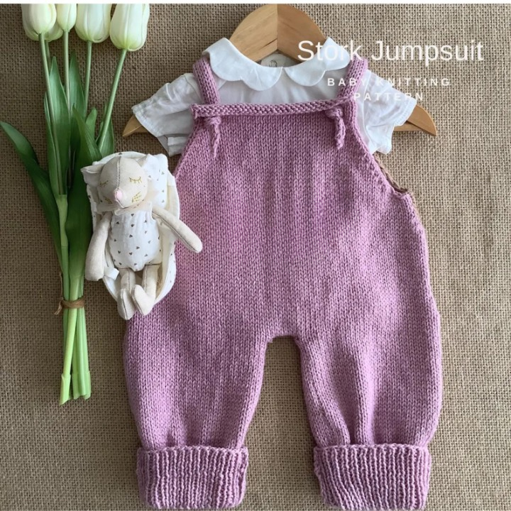 Stork Baby Jumpsuit Knitting Pattern PDF