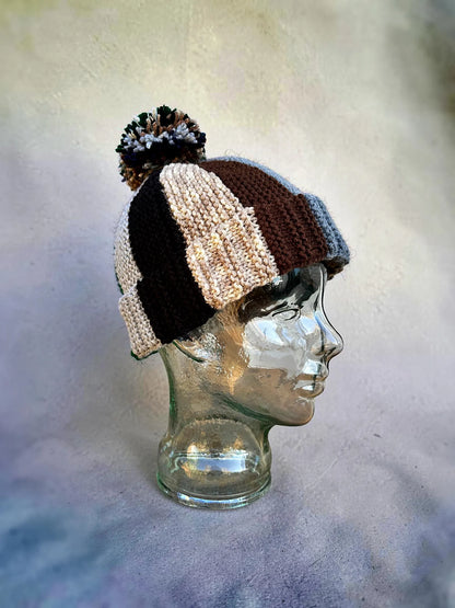 🧶 Scrap Yarn Bobble Beanie Knitting Pattern PDF