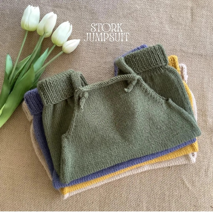 Stork Baby Jumpsuit Knitting Pattern PDF