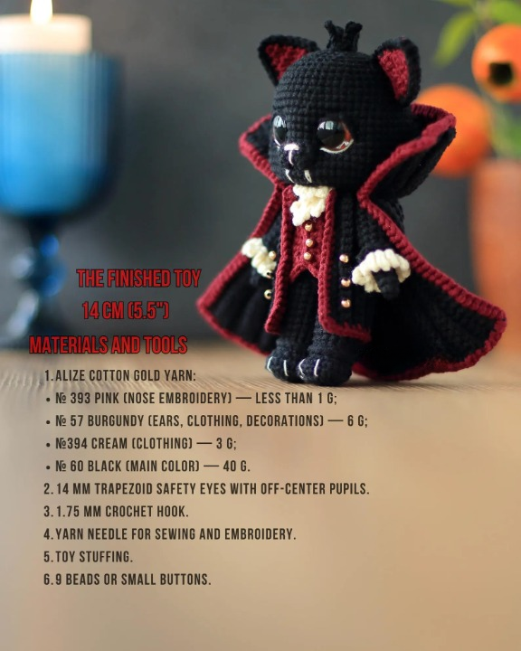 Draco Vampire Cat Amigurumi Crochet Pattern