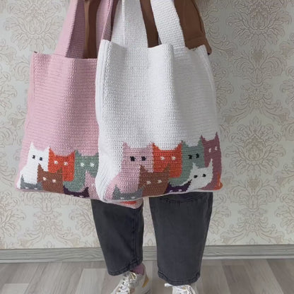 🐱 Crochet Cat Tote Bag Pattern – Cute & Colorful PDF