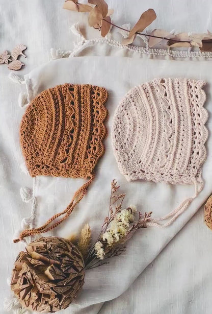 🌸 Lovely Baby Bonnet Crochet Pattern – 3 Sizes (PDF)