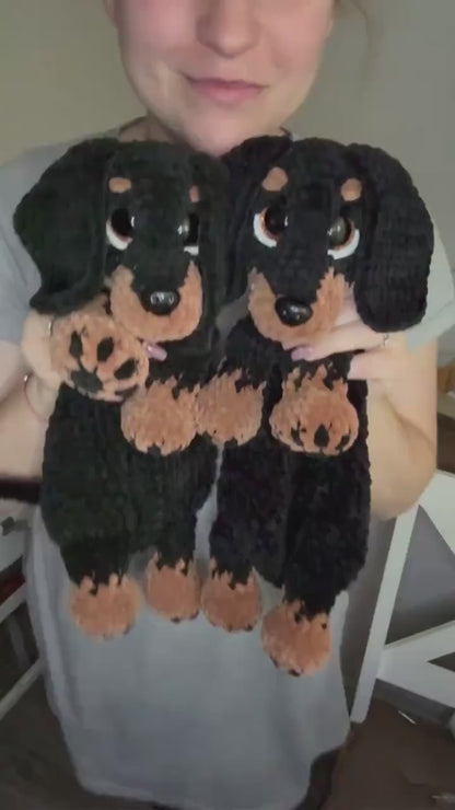 🐶 Puppy Lovey Crochet Pattern – Dachshund Plush Comfort Toy (PDF)